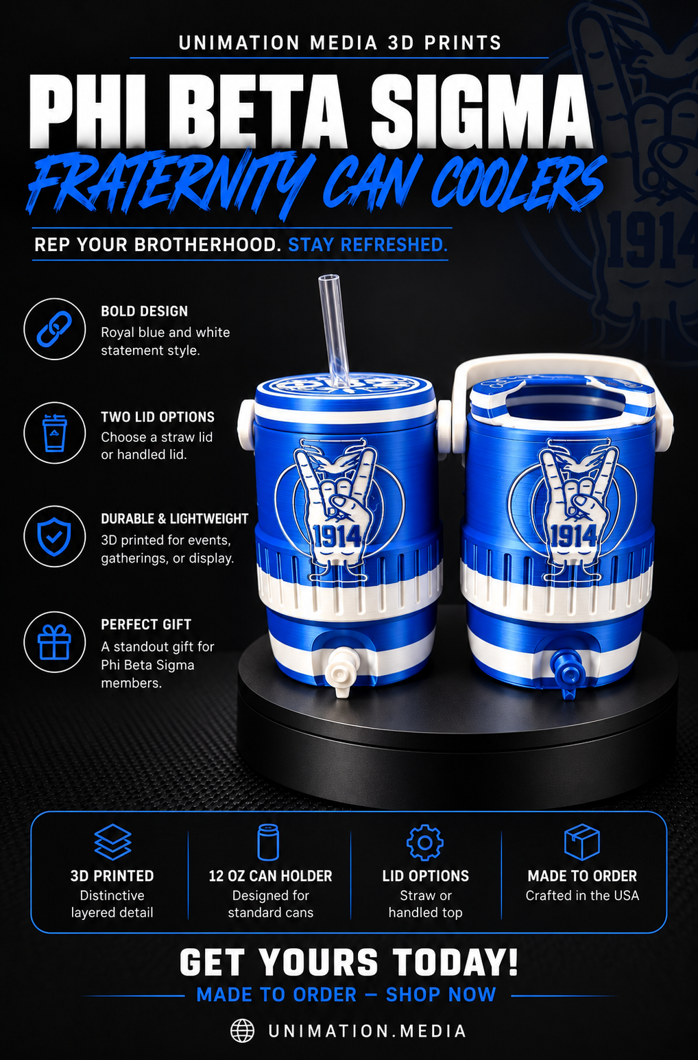 Phi Beta Sigma Fraternity 12 oz Can Holder